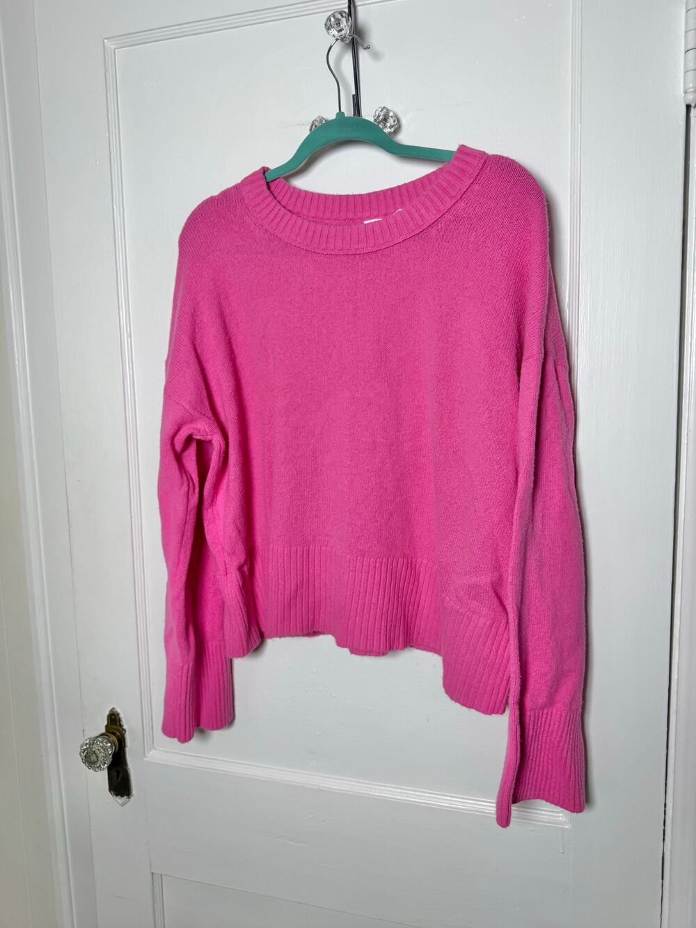 Gap Hot Pink Women's Boxy Scandi Preppy Crewneck Sweater Size XL Girly Feminine